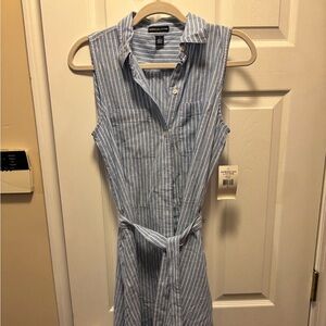 American Living Blue & White Striped Sleeveless Shirt Dress Size 8 BNWT